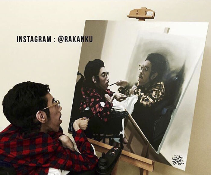 A Saudi Artist With Handicap Paints Wonderful Paintings