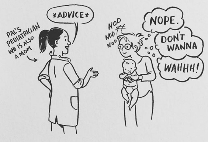 Knowledgeable Advice That Is Hard To Follow. It Had To Do With Sleeping And Crying And Whatever I Guess He'll Just Nurse Three Times A Night Until He's Thirty That's Fine Really Whatever.