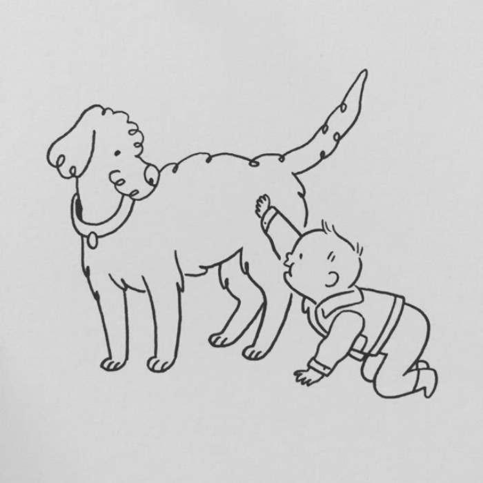 A Sketch From Last Week Of Pal And My Mom's Dog, Betty. A Very Patient Dog.