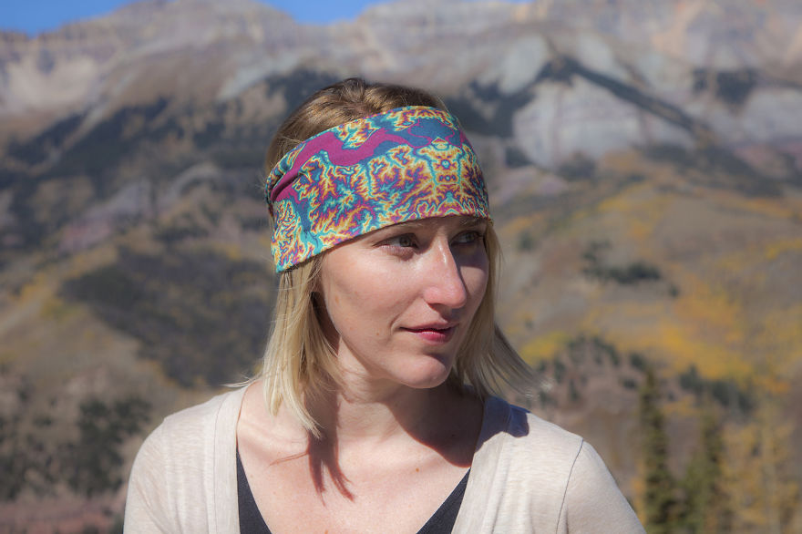 Yoga Pants And T-Shirts That Combine Topographic Maps And Bold Colors To Create New Psychedelic Patterns