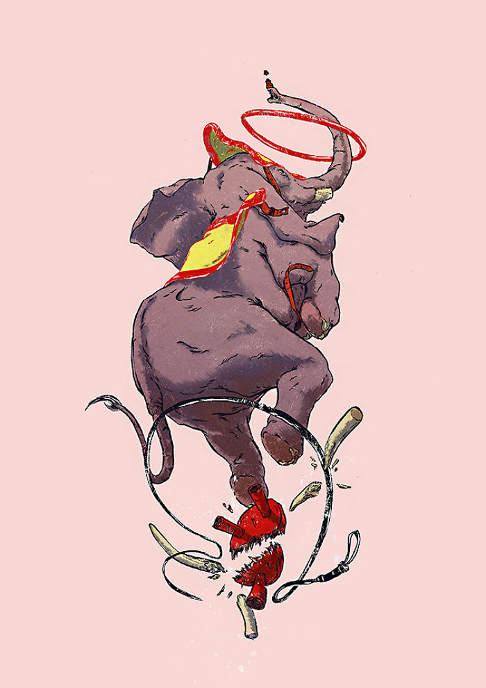 Abused Animals. But Illustrated In A Way That Is A Bit More Subtle