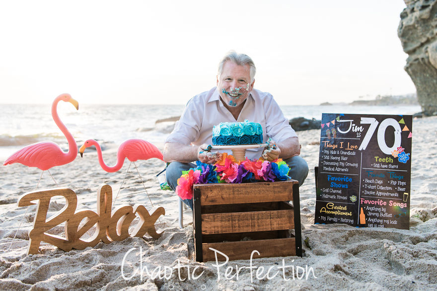 I Made My Dad Do A Cake Smash For His 70th Birthday