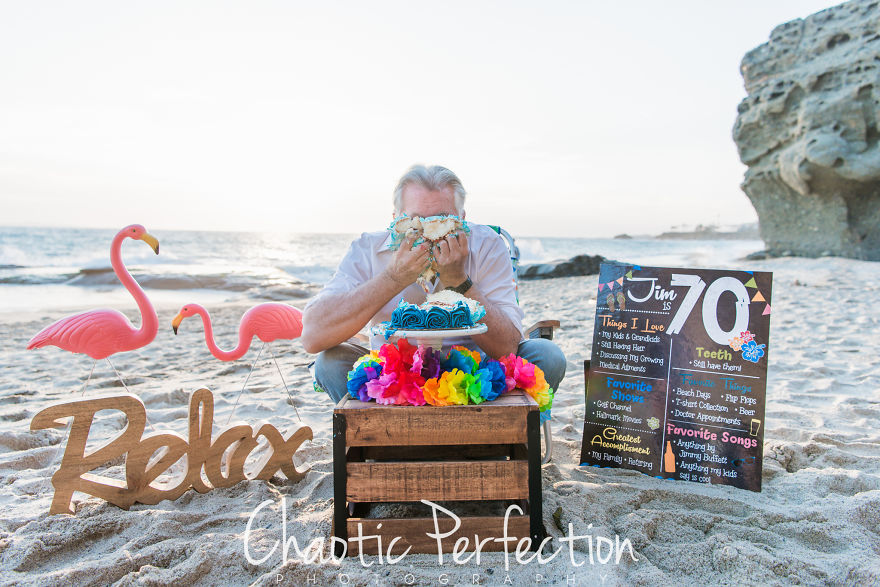 I Made My Dad Do A Cake Smash For His 70th Birthday