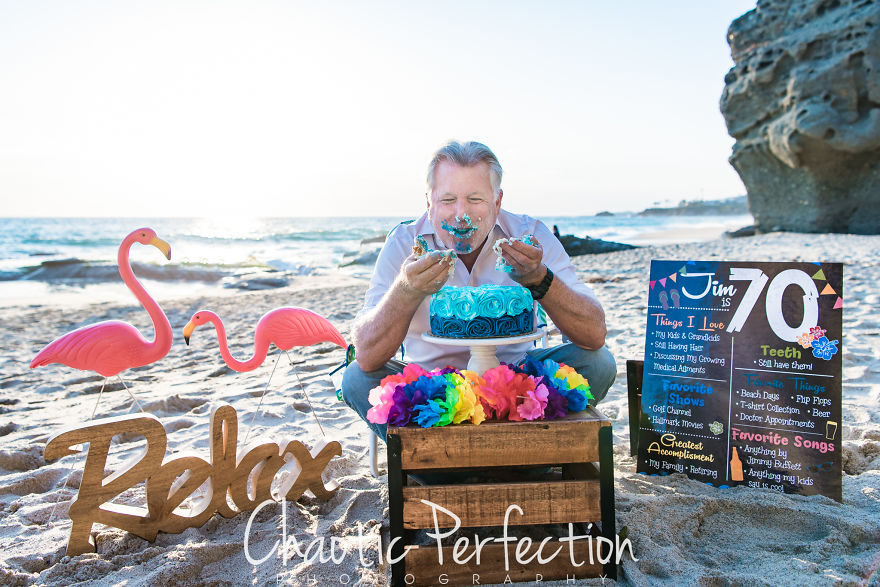 I Made My Dad Do A Cake Smash For His 70th Birthday