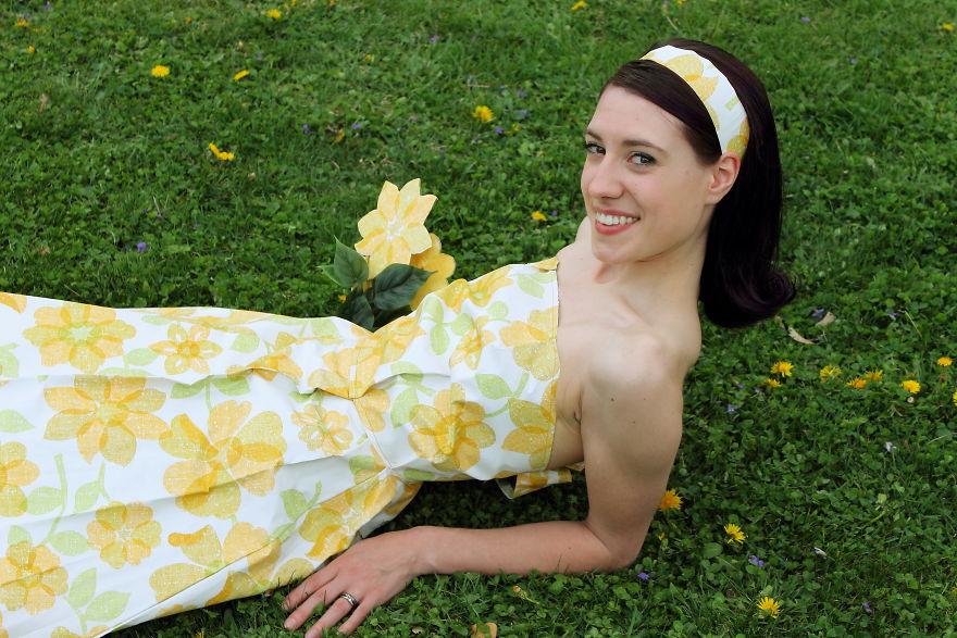 I Turned My Grandma's Kitchen Wallpaper Into A Spring Dress To Preserve Priceless Childhood Memories