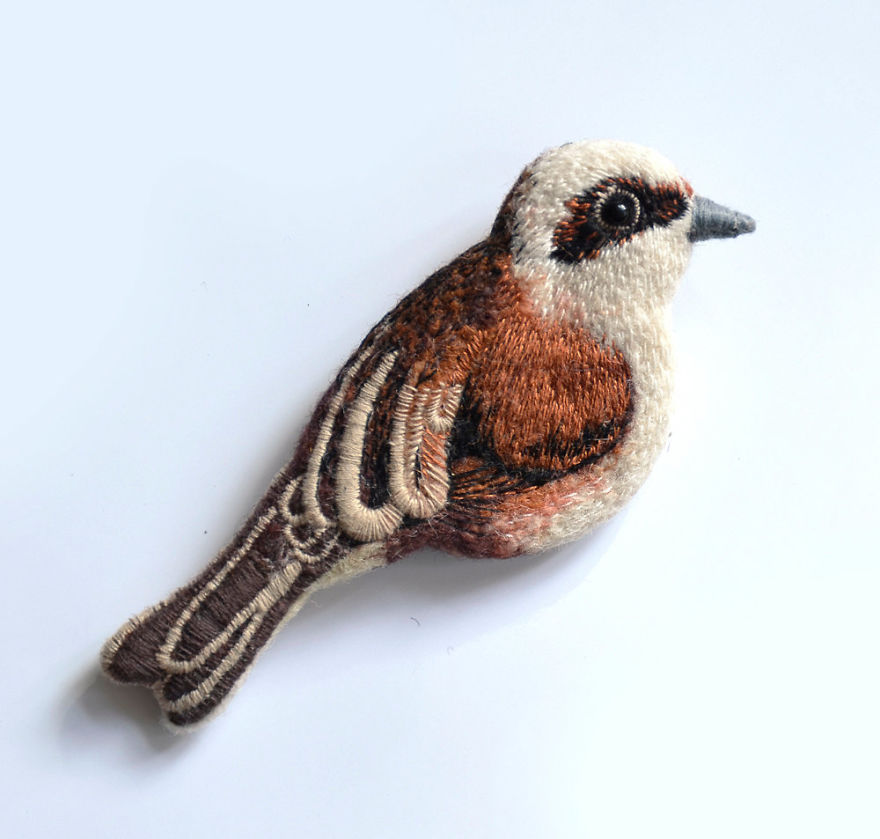 Embroidered Bird Brooches By Paulina Bartnik