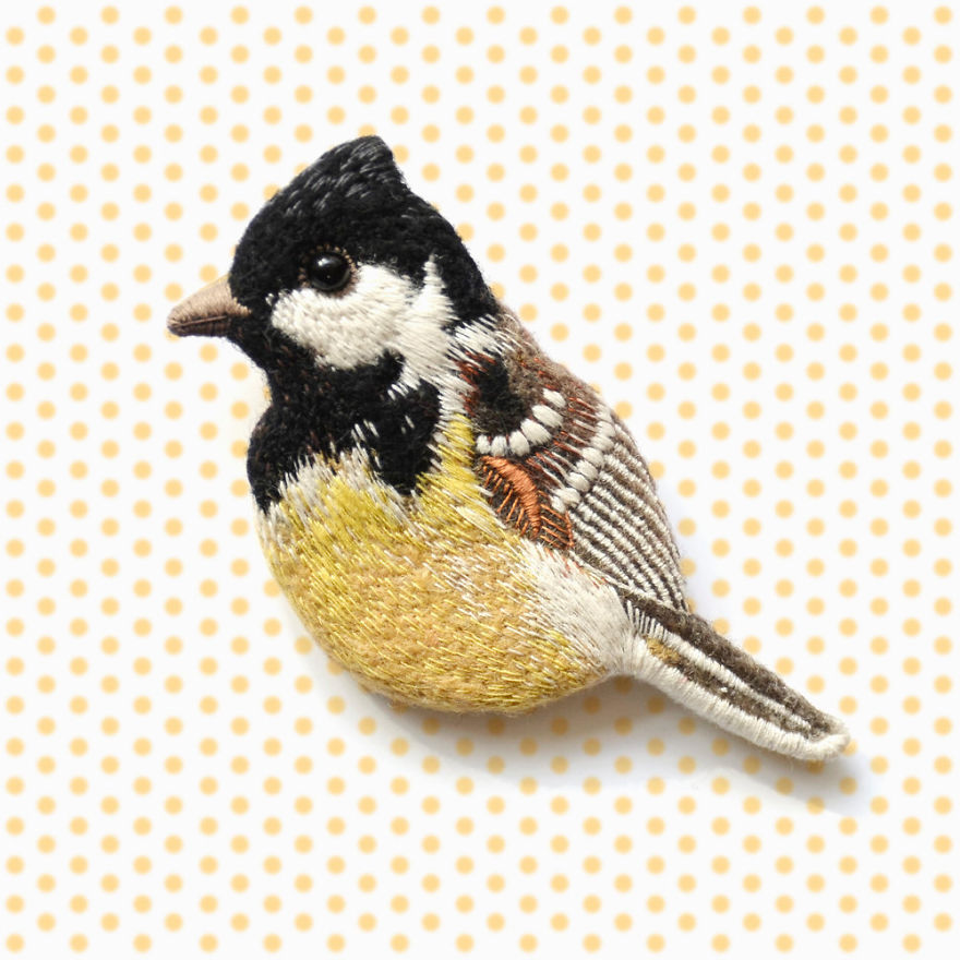 Embroidered Bird Brooches By Paulina Bartnik