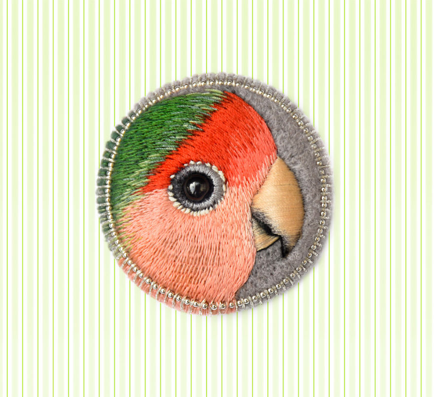 Embroidered Bird Brooches By Paulina Bartnik