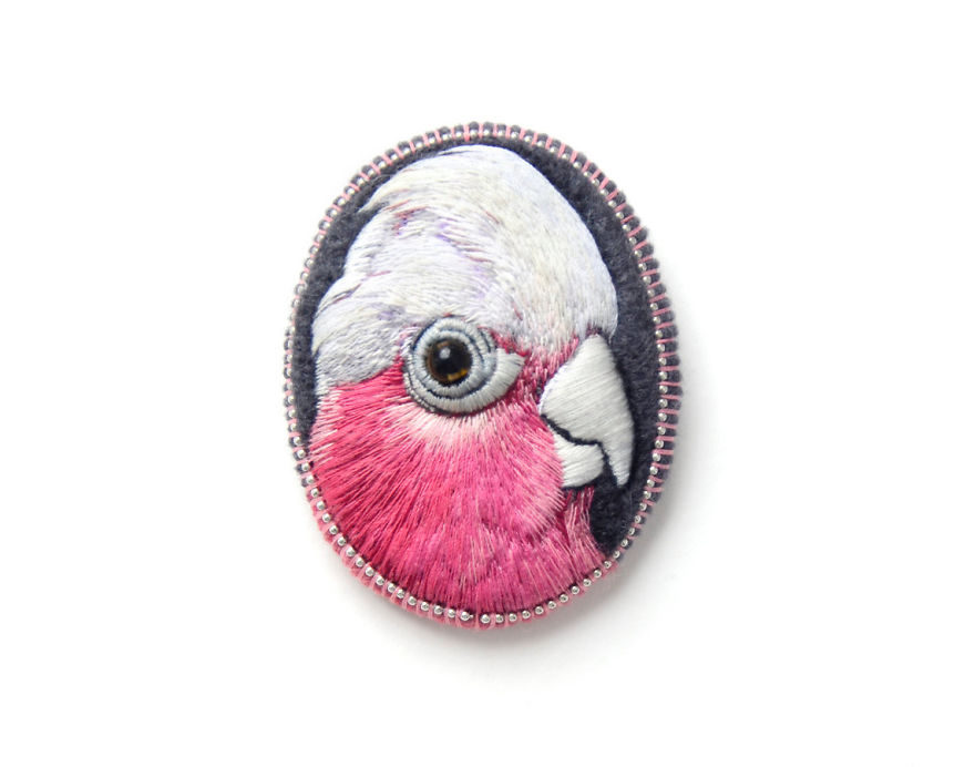 Embroidered Bird Brooches By Paulina Bartnik