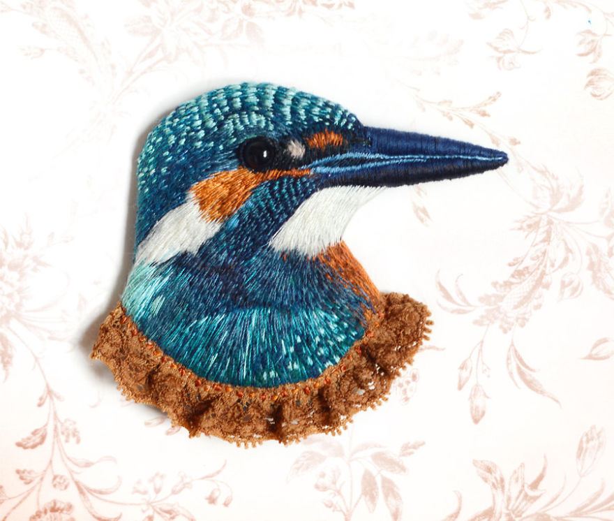 Embroidered Bird Brooches By Paulina Bartnik