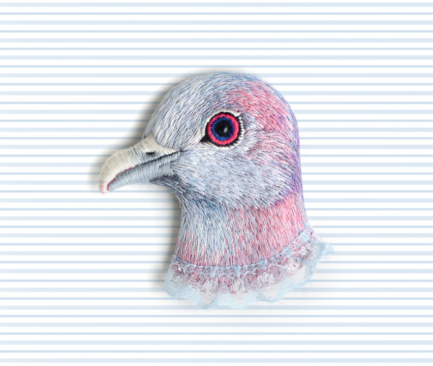 Embroidered Bird Brooches By Paulina Bartnik