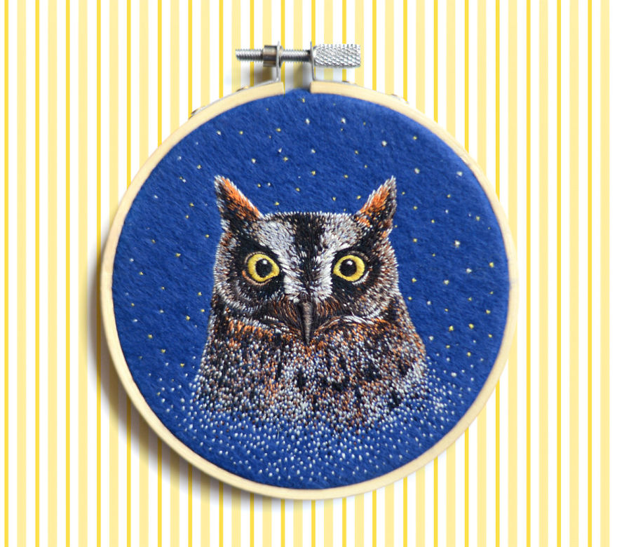 Embroidered Bird Brooches By Paulina Bartnik