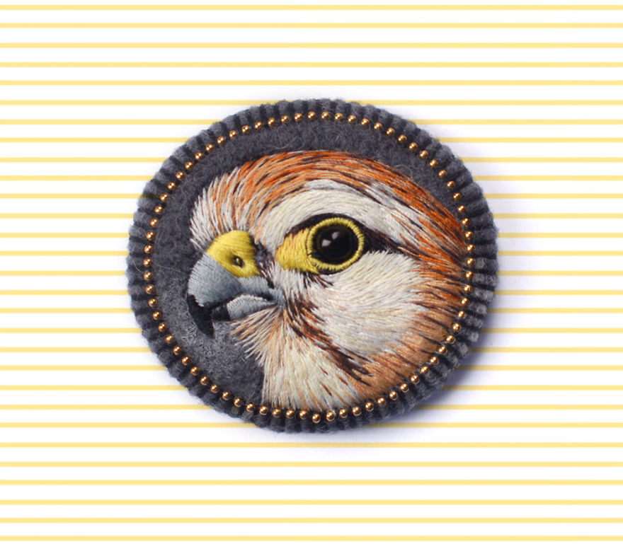 Embroidered Bird Brooches By Paulina Bartnik