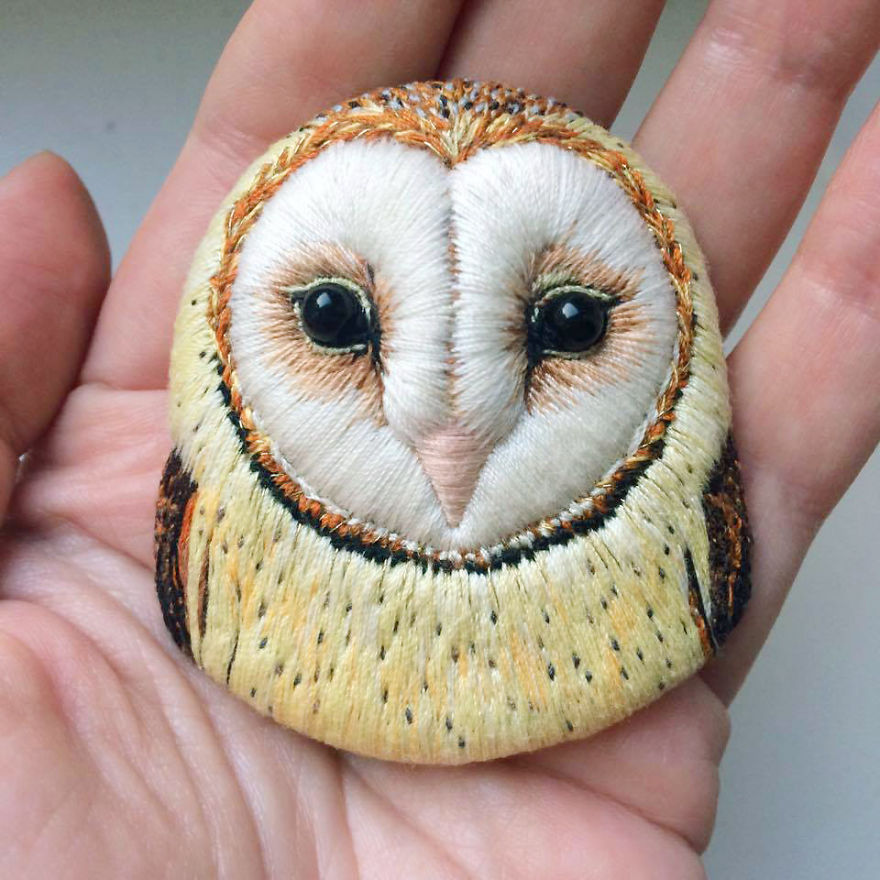 Embroidered Bird Brooches By Paulina Bartnik