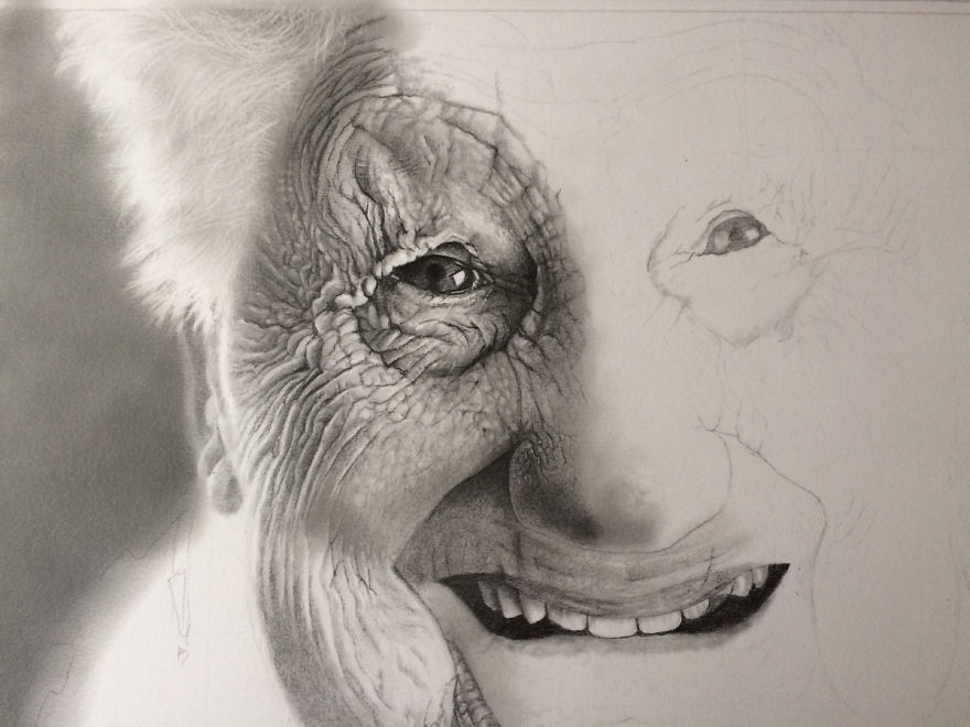 Belgian Artist Drew An Incredible Portrait Of An Elder Lady