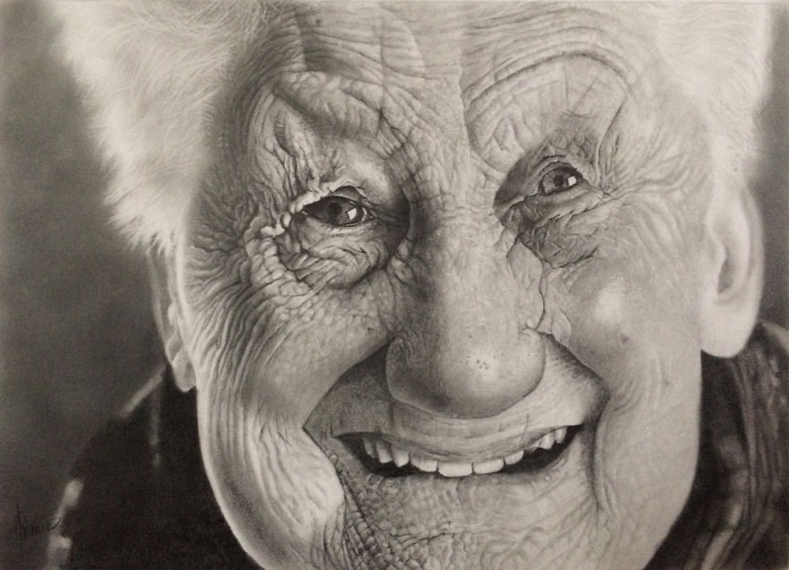 Belgian Artist Drew An Incredible Portrait Of An Elder Lady