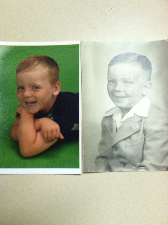 Grandfather And Grandson, Both Age 4, Separated By 60 Years.