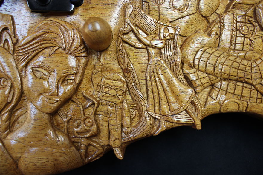 This Is My "Disney Guitar" Handmade And Carved Out Of Mahogany And Maple