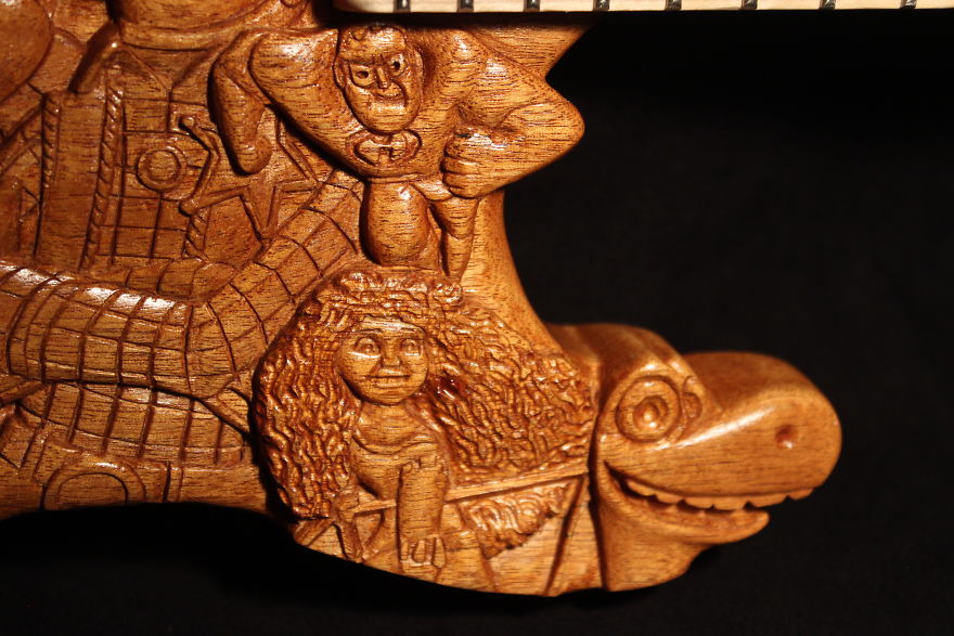 This Is My "Disney Guitar" Handmade And Carved Out Of Mahogany And Maple