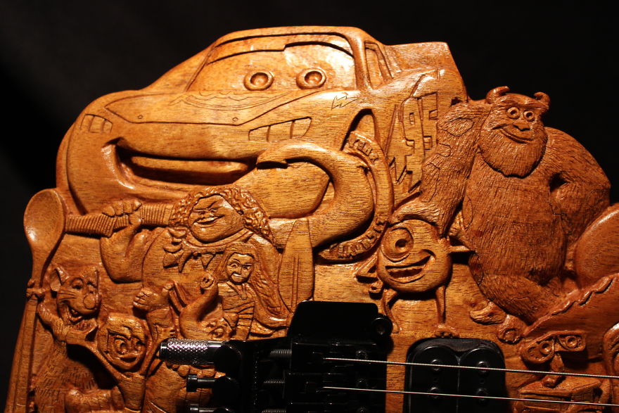 This Is My "Disney Guitar" Handmade And Carved Out Of Mahogany And Maple This Is My "Disney Guitar" Handmade And Carved Out Of Mahogany And Maple