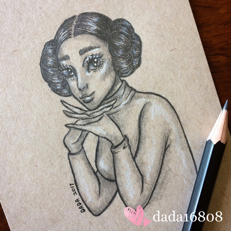 I Missed Carrie Fisher So I Drew Few Portraits Of Princess Leia