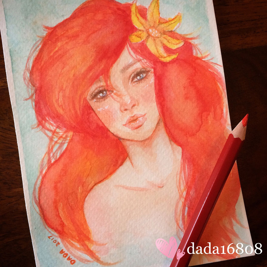 I Illustrated Disney Princesses Using Watercolors