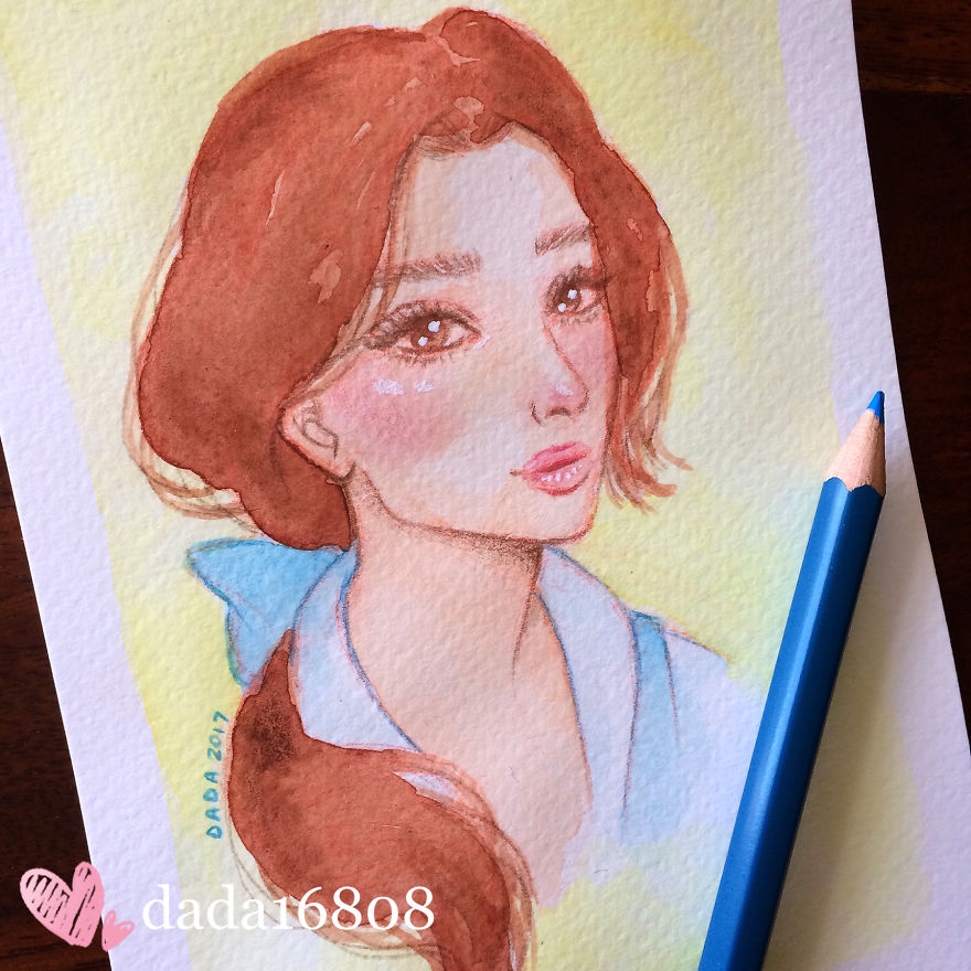 I Illustrated Disney Princesses Using Watercolors