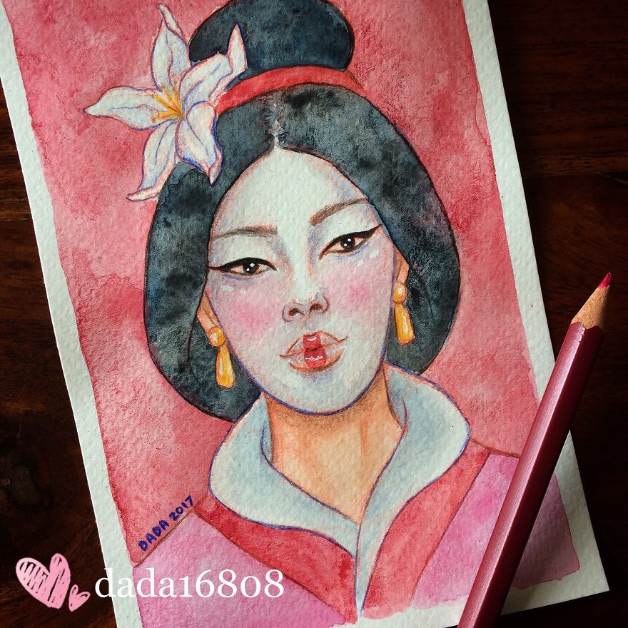 I Illustrated Disney Princesses Using Watercolors