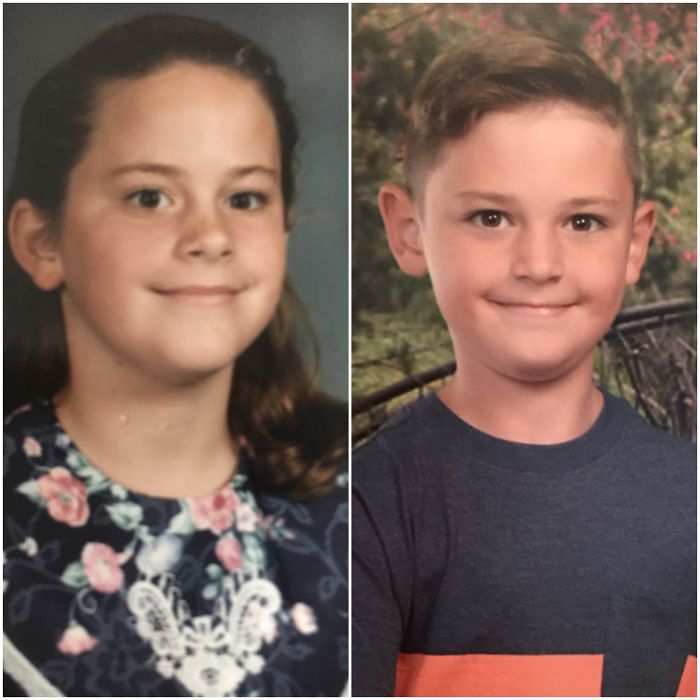 Myself On The Left When I Was 8 Yrs Old, My Son Now At 8yrs Old