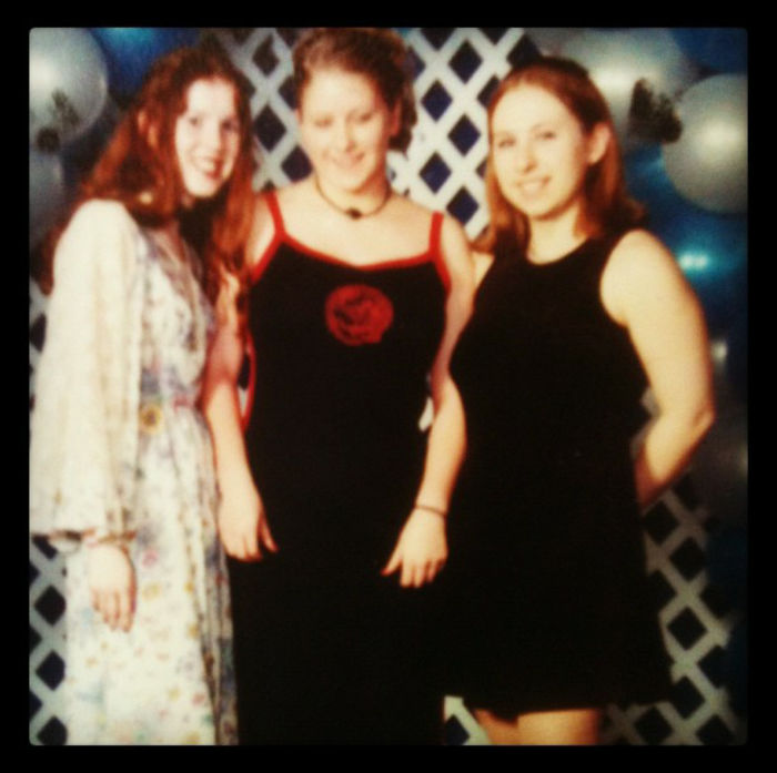 Wore My Mom's Wedding Dress For 1976 To My Highschool Military Ball In 1997. I'm On The Left.