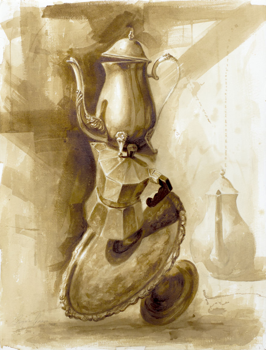 Paintings Using Coffee By Reynier Llanes Paintings Using Coffee By Reynier Llanes