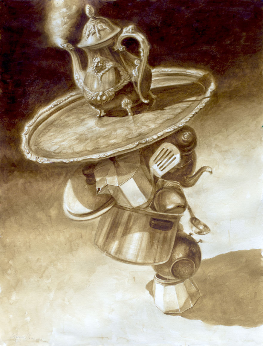 Paintings Using Coffee By Reynier Llanes