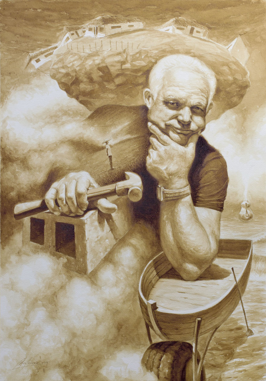 Paintings Using Coffee By Reynier Llanes