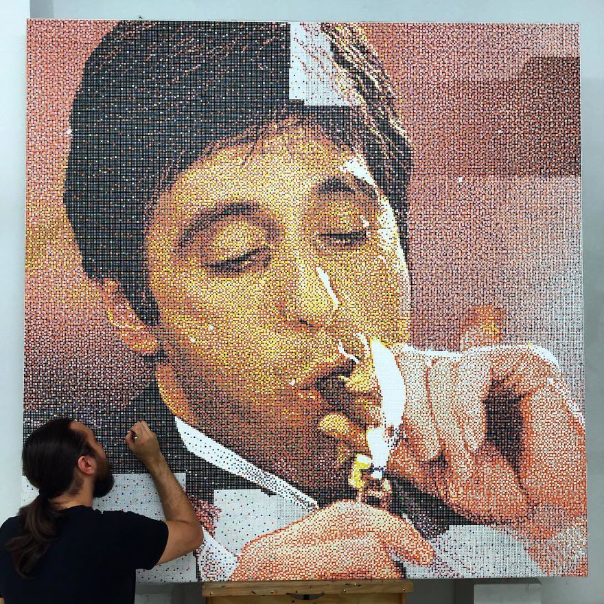 Turkish Artist Recreates Movie Scenes Using Thousands Of Small Colored Dots Turkish Artist Recreates Movie Scenes Using Thousands Of Small Colored Dots