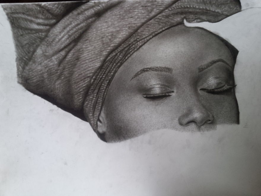 Check Out How I Drew This Beautiful Lady's Portrait In 200 Hours With Pencil