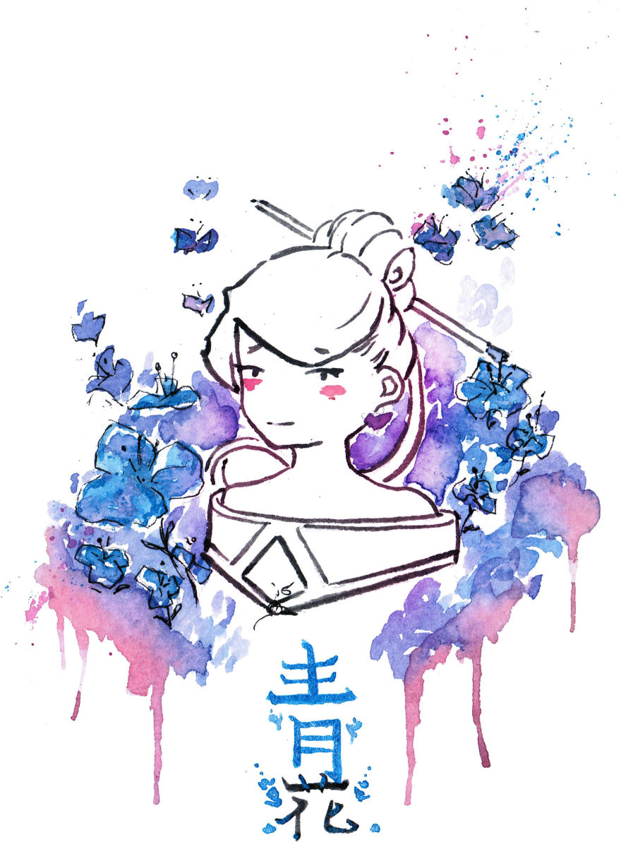 First Attempt At Asian Inspired Watercolors