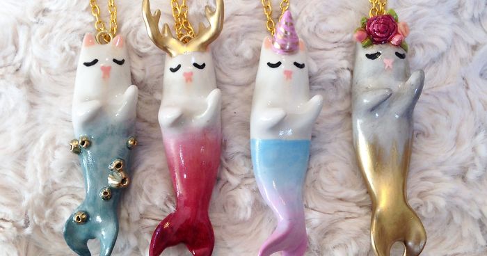 Purrmaid Necklaces By Girl And Her Cat