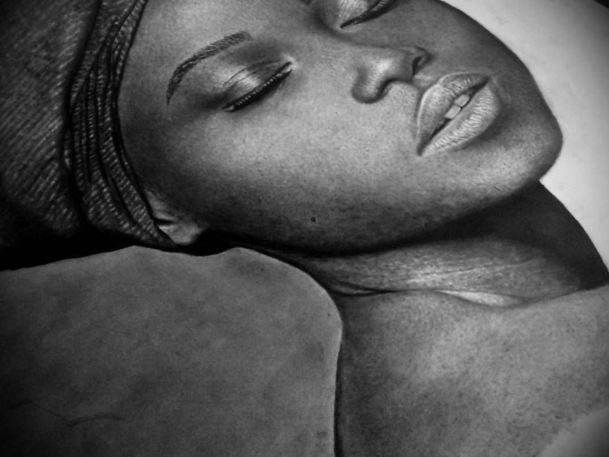 Check Out How I Drew This Beautiful Lady's Portrait In 200 Hours With Pencil