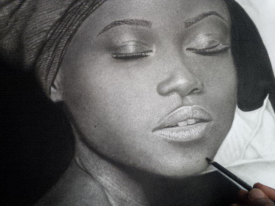 Check Out How I Drew This Beautiful Lady's Portrait In 200 Hours With Pencil