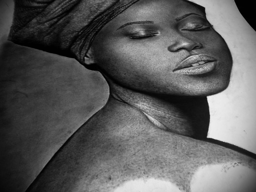 Check Out How I Drew This Beautiful Lady's Portrait In 200 Hours With Pencil