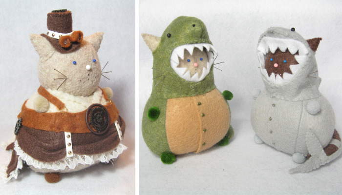 I Combined My Love Of Sewing And Cats To Create Functional Pincushions With Personality And Humor