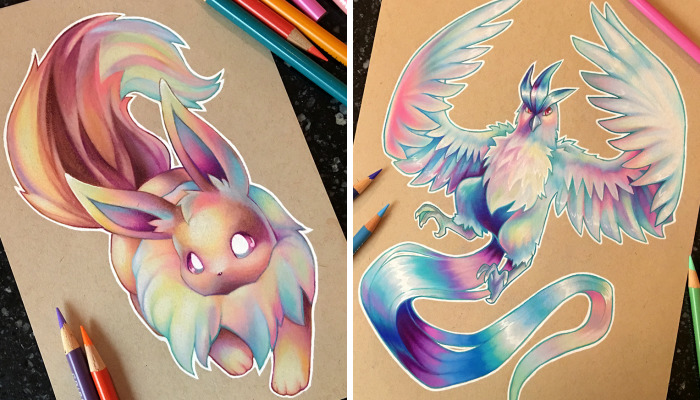 I Create Prismatic Pokemon Art With Colored Pencils