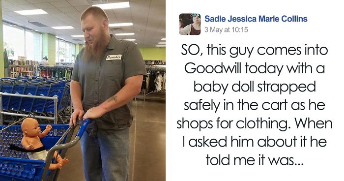 This Intimidating Guy Took A Baby Doll Shopping With Him, And The Story Behind It Is Amazing