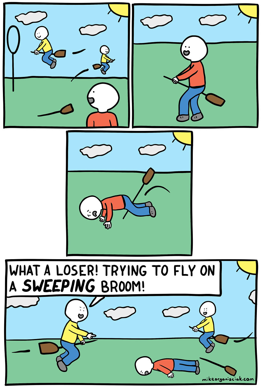 Comics about flying on a broom 