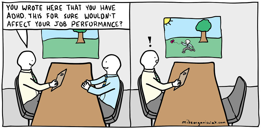 Comics about employee with ADHD 