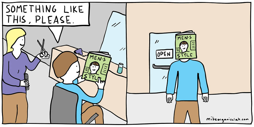 Comcis about getting a new hair style 