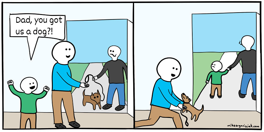 Comics about exchanging son for the dog 