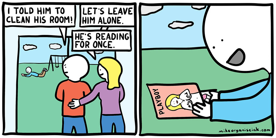 Comics where kid is reading a playboy magazine 
