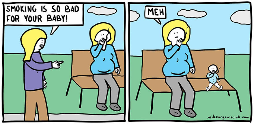Comics with smoking baby 