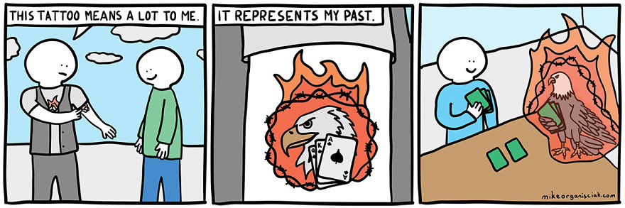 Comics about tattoo representing the past 